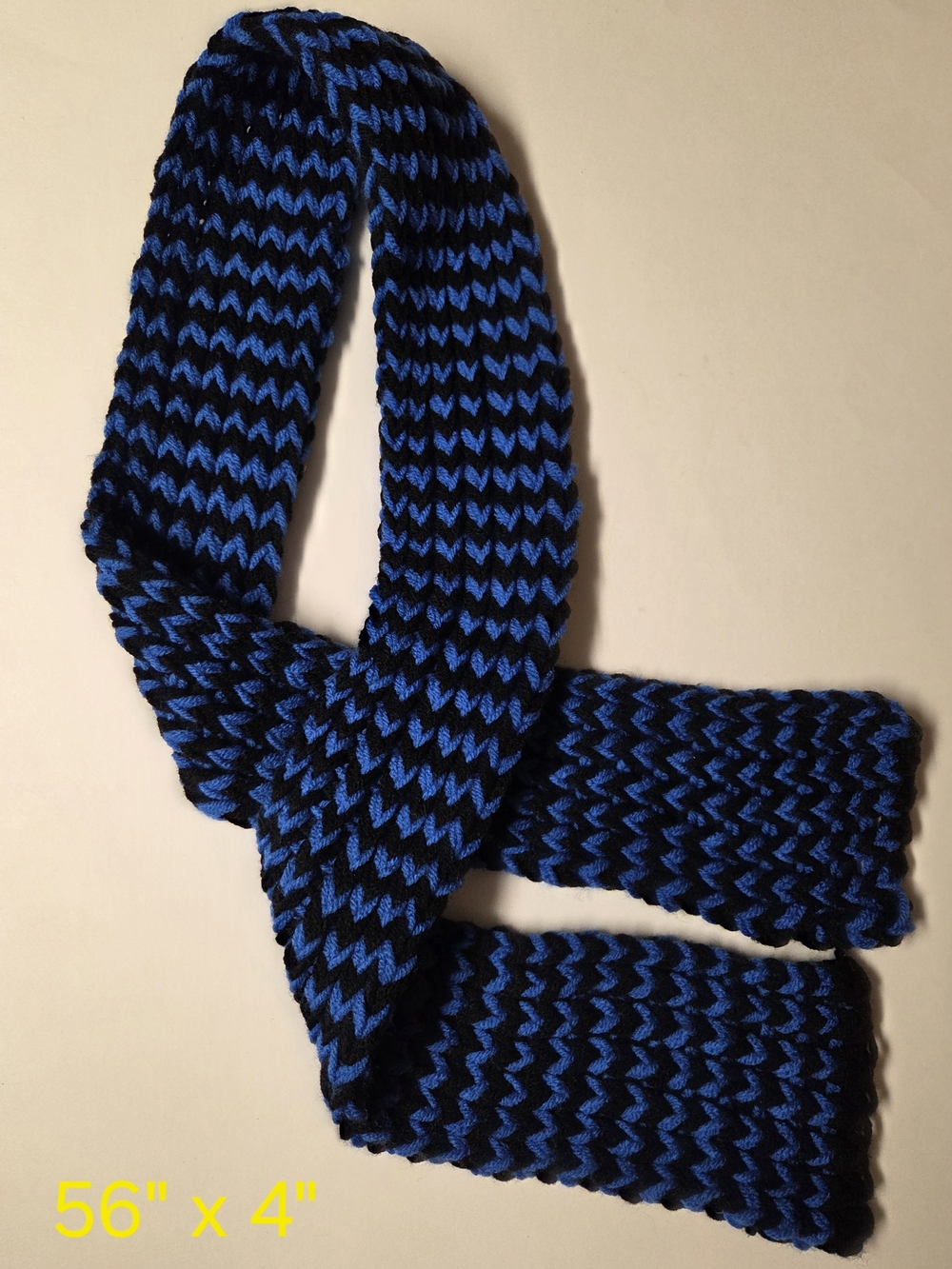 Homemade Knit Scarf - Blue & Black